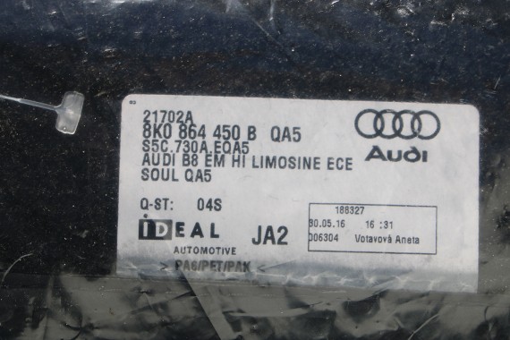 AUDI A4 8K A5 DYWANIKI PODŁOGI 8K1863691F 8K0864450B wycieraczki 8K1863691H 8K0864450C 'QA5' czarny soul) LIFT 8K0 864 450 B 8T8