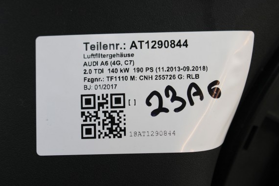 AUDI A6 A7 FILTR POWIETRZA OBUDOWA 4G0133838R 4G0133843K 4G0 133 838 R 2.0 TDi diesel A6 FL LIFT 4G C7 4G0133838R 4G0133843K