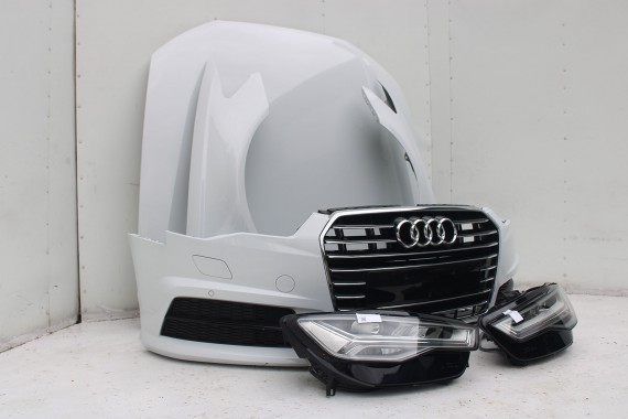 AUDI A6 FL LIFT PRZÓD maska błotniki zderzak pas przedni lampy wzmocnienie FULL LED 4G 2015- 2Y2Y 	LS9R 	Gletscherweiss Biały