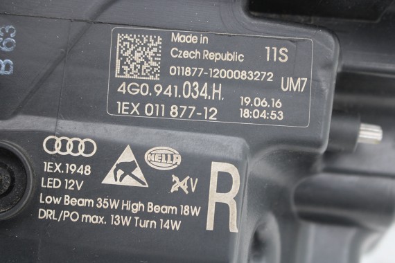 AUDI A6 FL LIFT PRZÓD maska błotniki zderzak pas przedni lampy wzmocnienie FULL LED 4G 2015- 2Y2Y 	LS9R 	Gletscherweiss Biały