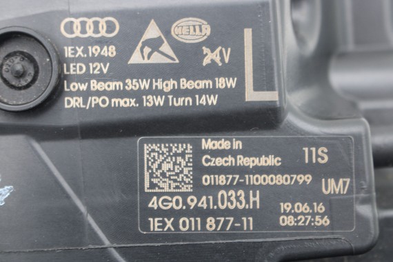 AUDI A6 FL LIFT PRZÓD maska błotniki zderzak pas przedni lampy wzmocnienie FULL LED 4G 2015- 2Y2Y 	LS9R 	Gletscherweiss Biały