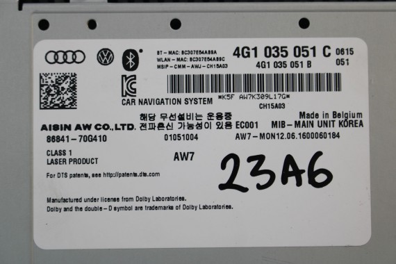 AUDI A6 A7 ZESTAW MMI 3G+ MONITOR CZYTNIK PANEL 4G1919601AE 4G1035051C 4G1919610G LCD gałka touchpad sd navi 4G0919607D 4G LIFT