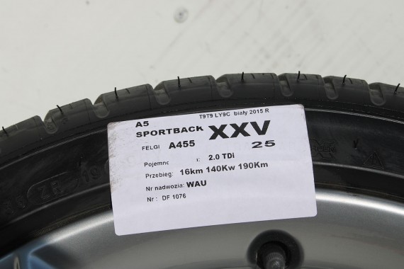 AUDI A4 A5 FELGI 19 cali OPONY KOŁA felga 8T0601025CK 8.5J*19H2 ET32 opona Michelin Pilot Sport 37 255/35/19 96Y lato 8K B8 8T