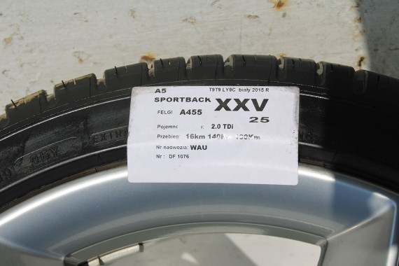 AUDI A4 A5 FELGI 19 cali OPONY KOŁA felga 8T0601025CK 8.5J*19H2 ET32 opona Michelin Pilot Sport 37 255/35/19 96Y lato 8K B8 8T