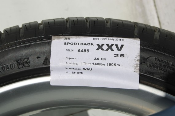 AUDI A4 A5 FELGI 19 cali OPONY KOŁA felga 8T0601025CK 8.5J*19H2 ET32 opona Michelin Pilot Sport 37 255/35/19 96Y lato 8K B8 8T