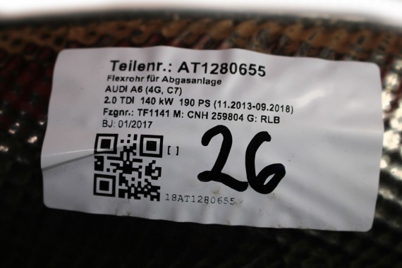 AUDI A4 A5 A6 Q5 RURA WYDECHOWA 2.0 TDi 4G0253350G BOYSEN 4G0 253 350 G 8K 8T 4G 8R 16 kilometrów przebieg 4G0253350G 4G0253350G