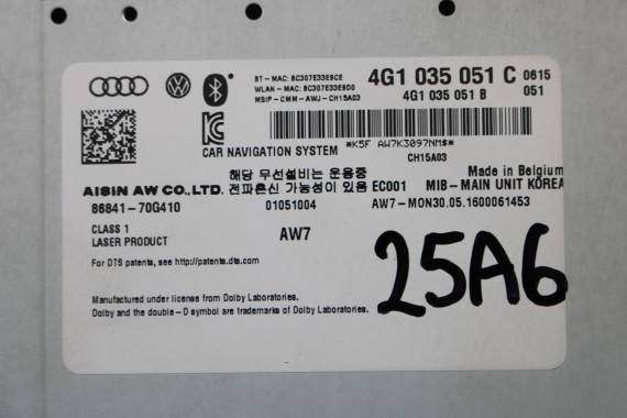 AUDI A6 A7 CZYTNIK DVD MMI 3G+ SD 4G1035051C 4G1 035 051 C LIFT MIB II HIGH MULTIMEDIA nawigacja 4G C7 4G8 4G1035051C 4G1035051
