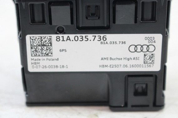 AUDI A6 PORT USB PRZYŁĄCZE 81A035736 81A 035 736 gniazdo USB AUX 4G A7 gniazda złącza złącze 2*USB 81A035736 81A035736 81A035736