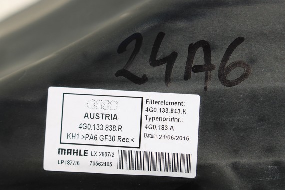 AUDI A6 A7 FILTR POWIETRZA OBUDOWA 4G0133838R 4G0133843K 4G0 133 838 R 2.0 TDi diesel A6 FL LIFT 4G C7