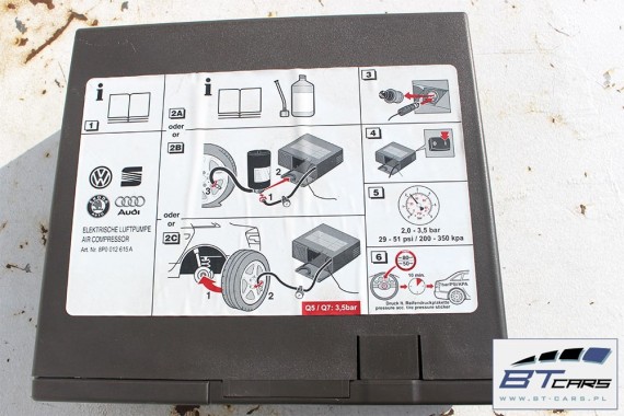 AUDI VW SEAT SKODA POMPKA DO KÓŁ OPON 8P0012615A kompresor sprężarka powietrza 8P0012615C 3.5 BAR 8P0012615B 8P0012615 8P0012615