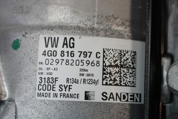 AUDI E-TRON POMPA KLIMY 4G0816797C SPRĘŻARKA KOMPRESOR KLIMY 4KE260087L 4G0 816 797 C 4G0816797D 4G0816797E ETRON 4G0816797C