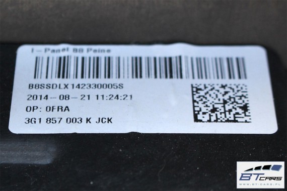 VW PASSAT B8 ARTEON KONSOLA 3G1857003K DESKA ROZDZIELCZA KOKPIT PULPIT 3G1857003AL 3G1857003AE 3G1857003BK czarny 3G 3G1857003