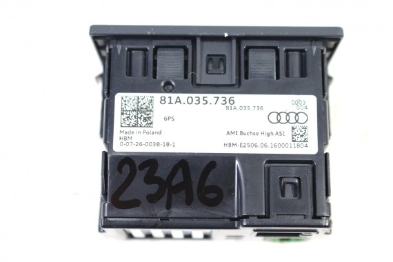 AUDI A6 PORT USB PRZYŁĄCZE 81A035736 81A 035 736 gniazdo USB AUX 4G A7 gniazda złącza złącze 2*USB 81A035736 81A035736 81A035736