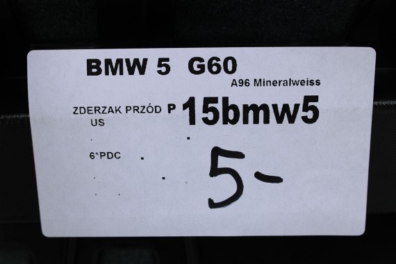 BMW 5 G60 ZDERZAK PRZEDNI PRZÓD A96 Mineral-weiss metallic Biały 51119879291 USA 5111 9879291 G61 BASIC 51119879292 51119879279