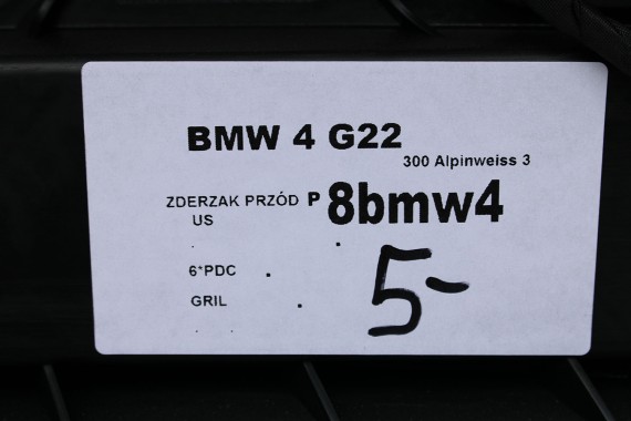 BMW 4 G22 G23 ZDERZAK PRZEDNI PRZÓD M pakiet Kolor: A96 Mineral-weiss metallic 	Biały  63178089525 63178089526 USA