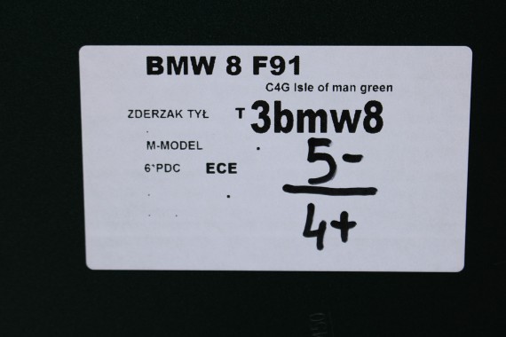 BMW 8 M8 F91 F92 F93 ZDERZAK TYŁ C4G Isle of man green Zielony tylny 51128074347 51128074345 51128074346 51128074853 217540