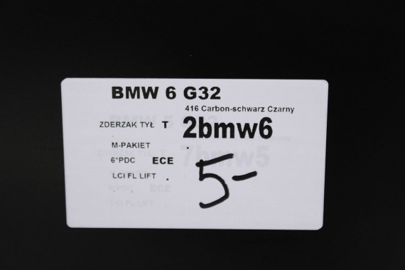 BMW 6 G32 LCi ZDERZAK TYŁ TYLNY M pakiet 416 Carbon-schwarz Czarny MSP M POWER Gran Turismo 51128098561 63329129432 GT 8098561