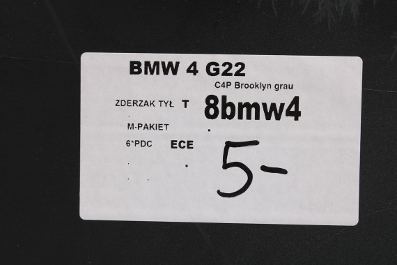 BMW 4 G22 G23 ZDERZAK TYŁ TYLNY 8075834 C4P Brooklyn grau Szary M PAKIET 51128075834 51128075839 51128078907 114609  51128078907