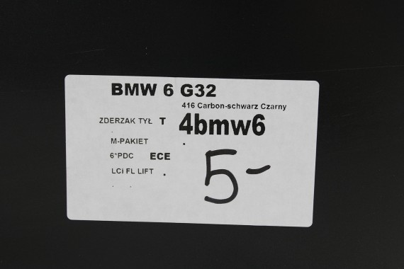BMW 6 G32 LCi ZDERZAK TYŁ TYLNY M pakiet 416 Carbon-schwarz Czarny MSP M POWER Gran Turismo 51128098561 63329129432 GT 8098561