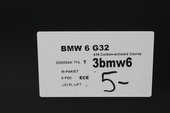 BMW 6 G32 LCi ZDERZAK TYŁ TYLNY M pakiet 416 Carbon-schwarz Czarny MSP M POWER Gran Turismo 51128098561 63329129432 GT 8098561
