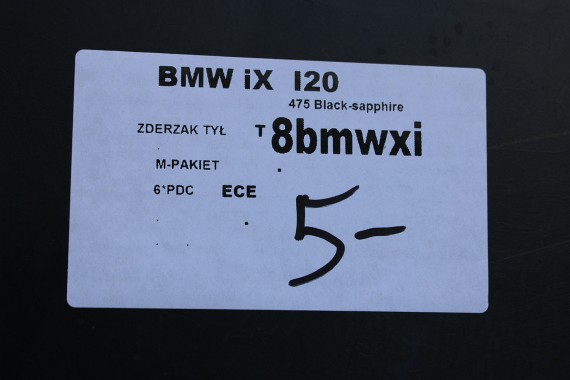 BMW iX i20 ZDERZAK TYŁ TYLNY M pakiet Kolor 475 black-sapphire 51128081542 511211460913 51129878961 51129878962 51129491667