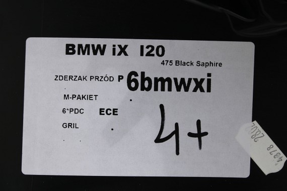 BMW iX i20 ZDERZAK PRZEDNI PRZÓD M pakiet Kolor: 475 Black-sapphire metallic Czarny 51117983621 7983621 M POWER 51119492524