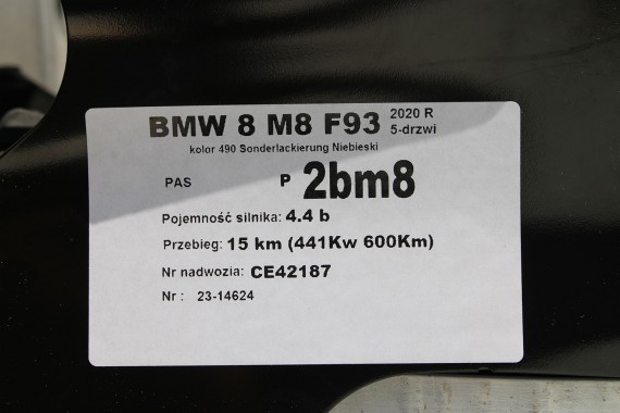 BMW 8 M8 F93 PRZÓD maska błotniki zderzak przedni błotnik lampa LASER 490 Sonderlackierung Niebieski 441 600PS lampy Competition
