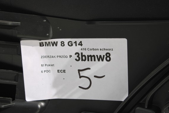BMW 8 G14 G15 G16 ZDERZAK PRZEDNI PRZÓD M pakiet Kolor: 416 Carbon-schwarz Czarny M pakiet 5111 8070558  727584 8074787 8074788