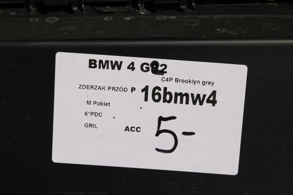 BMW 4 G22 G23 ZDERZAK PRZEDNI PRZÓD M pakiet 8076714 CARBON C4P Brooklyn grau Szary 63178089525 63178089526 8076712 51118076714