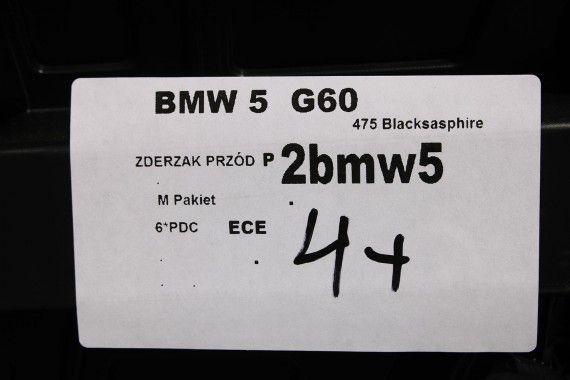 BMW 5 G60 ZDERZAK PRZEDNI PRZÓD 475 Black-sapphire Czarny 8084653 G61 M PAKIET 8084653 8084655 8084656 8084629 9879291 9879291