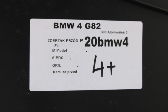 BMW M3 M4 G82 G83 ZDERZAK PRZEDNI PRZÓD M Competition 300 Alpinweiss 3 BiałyM POWER G80 G81 3 4 8069415  8069416 8081141 8081142