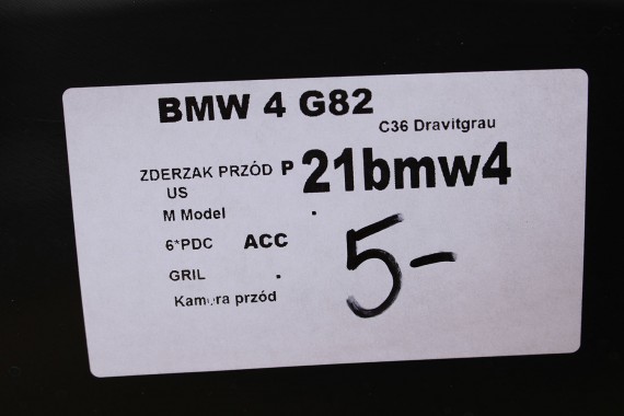 BMW M3 M4 G82 G83 ZDERZAK PRZEDNI PRZÓD M Competition C36 Dravitgrau Szary M POWER G80 G81 3 4 8069415  8069416 8081141 8081142