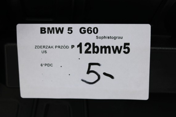 BMW 5 G60 ZDERZAK PRZEDNI PRZÓD A90 Sophisto Grau Metallic szary 51119879291 USA 5111 9879291 G61 BASIC 51119879292 51119879279