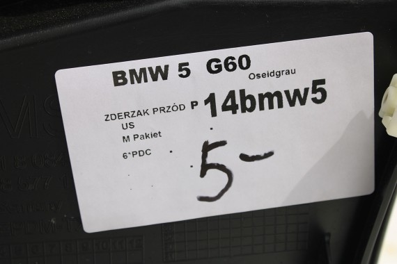 BMW 5 G60 ZDERZAK PRZEDNI PRZÓD C4A Oxidgrau Metallic szary 8084653 G61 M PAKIET 8084653 8084655 8084656 8084629 9879291 9879291