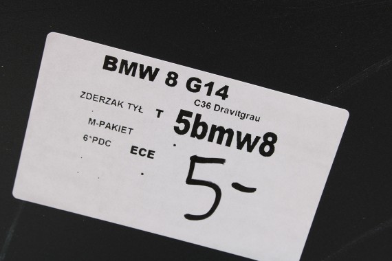 BMW 8 G14 G15 G16 ZDERZAK TYŁC36 Dravitgrau metallic Szary 51128075289  217540  MSP M PAKIET 8075289 51128077591 51128077592