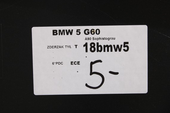 BMW 5 G60 ZDERZAK TYŁ TYLNY Kolor A90 Sophisto Grau Metallic 51125A011B0 5A011B8 9464591 5A17979 BASIC 63219464591 66205A17979