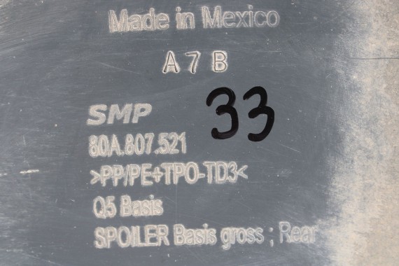 AUDI Q5 FY SPOJLER 80A807521 ZDERZAKA TYLNEGO TYŁ DYFUZOR 80A 807 521 pod hak 80A807319 80A807320 80A807434 80A807833 80A807834