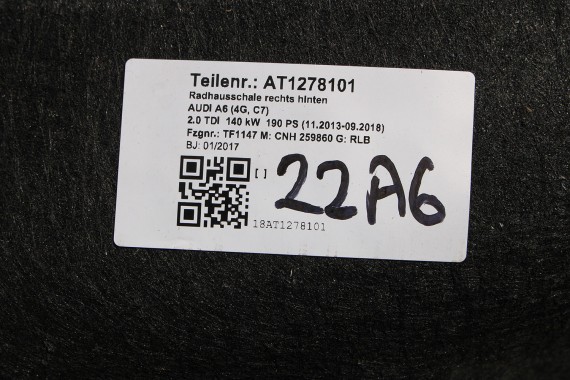 AUDI A6 NADKOLE TYŁ TYLNE 4G0810171B 4G0810172B 4G C7 4G0 810 171 B 4G0 810 172 B FL LIFT 2014-2018