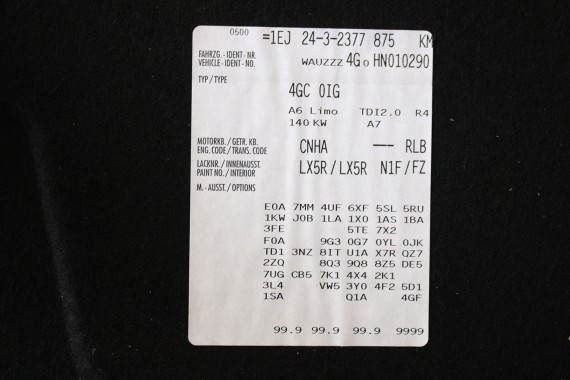 AUDI A6 SEDAN BOCZEK DYWAN BOCZKI BAGAŻNIKA 4G5863887D 4G5863888D 4G5863471C 4G5863463D boczki bagażnik 4G C7 44H soul czerń