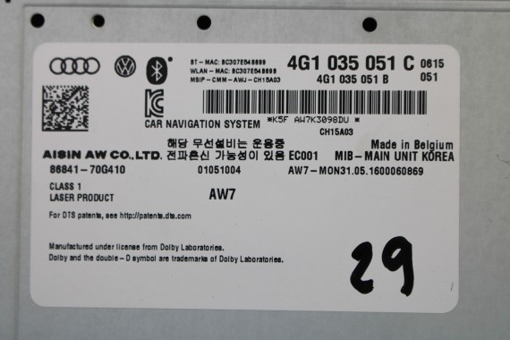 AUDI A6 A7 CZYTNIK DVD MMI 3G+ SD 4G1035051C 4G1 035 051 C LIFT MIB II HIGH MULTIMEDIA nawigacja 4G C7 4G8 4G1035051C 4G1035051