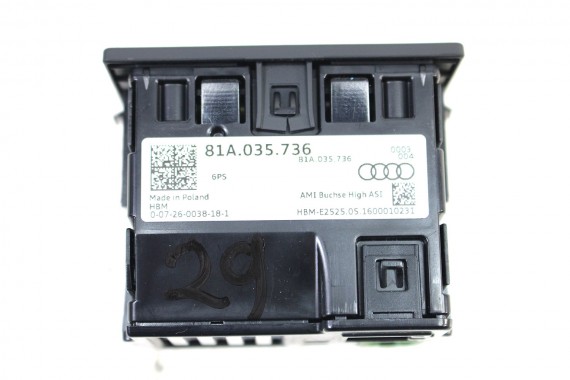 AUDI A6 PORT USB PRZYŁĄCZE 81A035736 81A 035 736 gniazdo USB AUX  4G C7 A7 4G8 A8 D4 4H gniazda złącza złącze 2*USB