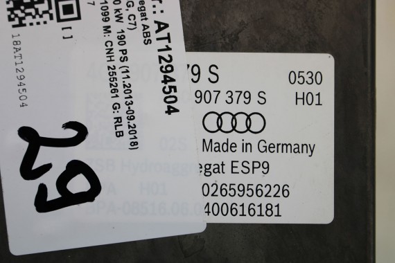 AUDI A6 POMPA ABS 4G0907379S hamulcow 4G0614517AK agregat BEF 4G0614517AM 4G0614517BA 4G0907379T 4G0998375AD A7 4G8 FL LIFT