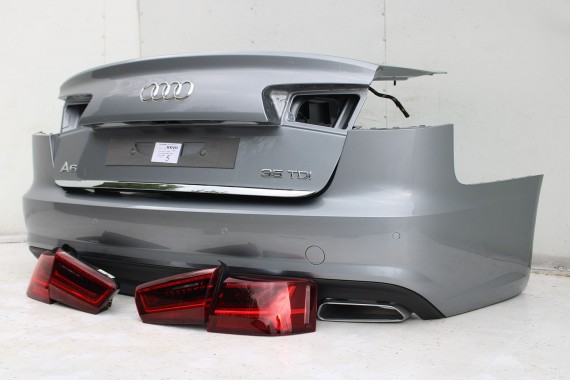 AUDI A6 SEDAN TYŁ ZDERZAK TYLNY KLAPA BAGAŻNIKA 4G 4G5 LAMPY Q2Q2 LX7P szary C7 FL LIFT tylna zderzak klapa lampa led ledy