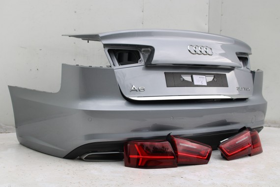 AUDI A6 SEDAN TYŁ ZDERZAK TYLNY KLAPA BAGAŻNIKA 4G 4G5 LAMPY Q2Q2 LX7P szary C7 FL LIFT tylna zderzak klapa lampa led ledy