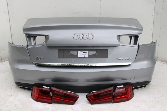 AUDI A6 SEDAN TYŁ ZDERZAK TYLNY KLAPA BAGAŻNIKA 4G 4G5 LAMPY Q2Q2 LX7P szary C7 FL LIFT tylna zderzak klapa lampa led ledy
