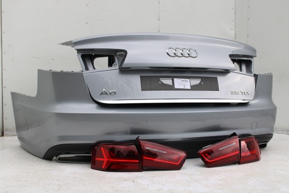 AUDI A6 SEDAN TYŁ ZDERZAK TYLNY KLAPA BAGAŻNIKA 4G 4G5 LAMPY Q2Q2 LX7P szary C7 FL LIFT tylna zderzak klapa lampa led ledy