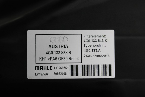 AUDI A6 A7 FILTR POWIETRZA OBUDOWA 4G0133838R 4G0133843K 4G0 133 838 R 2.0 TDi diesel A6 FL LIFT 4G C7