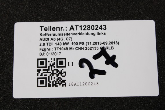 AUDI A6 SEDAN BOCZEK DYWAN BOCZKI BAGAŻNIKA 4G5863887D 4G5863888D 4G5863471C 4G5863463D boczki bagażnik 4G C7 44H soul czerń