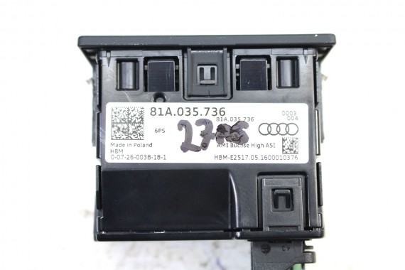 AUDI A6 PORT USB PRZYŁĄCZE 81A035736 81A 035 736 gniazdo USB AUX 4G A7 gniazda złącza złącze 2*USB 81A035736 81A035736 81A035736