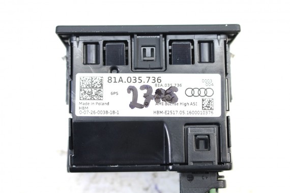 AUDI A6 PORT USB PRZYŁĄCZE 81A035736 81A 035 736 gniazdo USB AUX  4G C7 A7 4G8 A8 D4 4H gniazda złącza złącze 2*USB